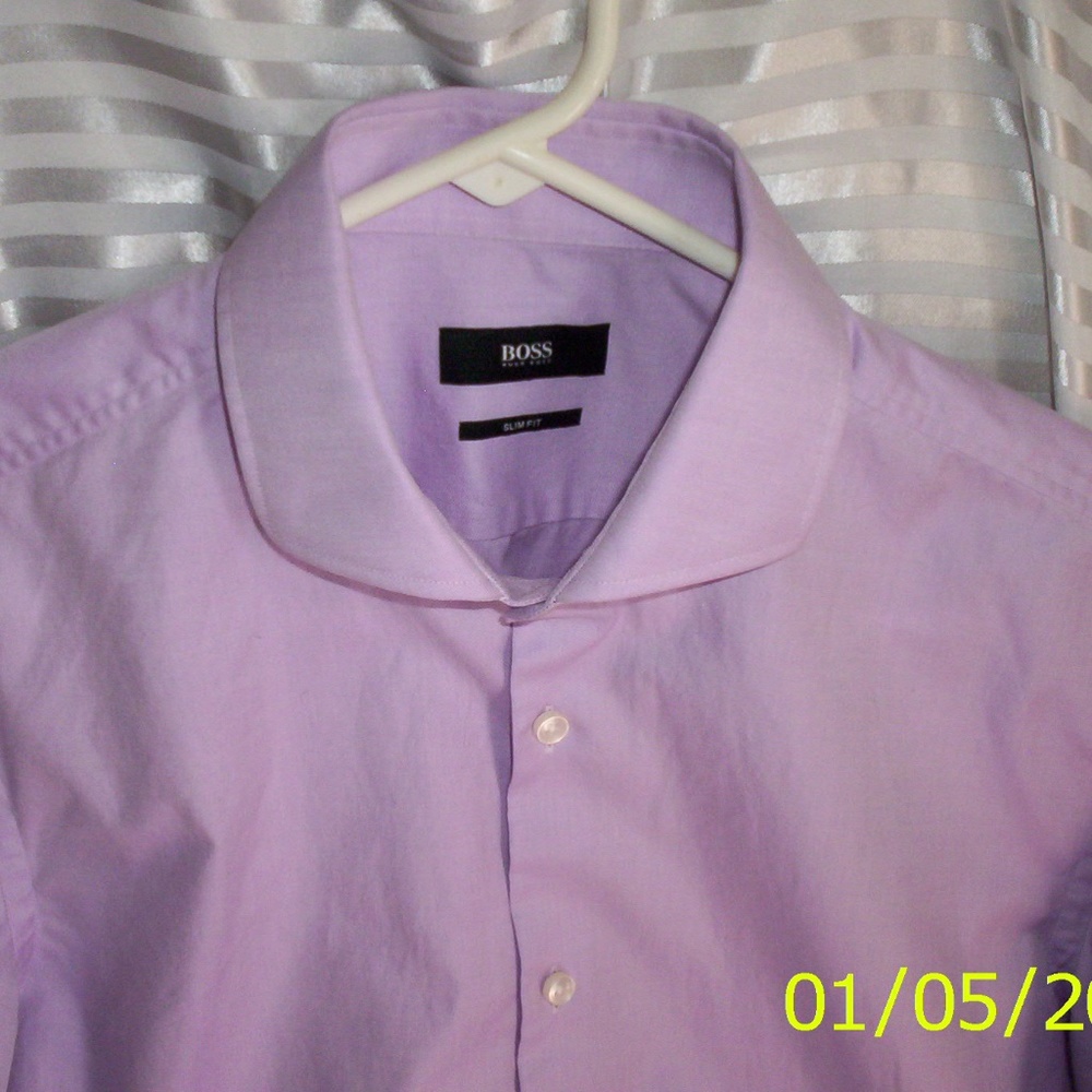 Hugo Boss Lavendar Slimfit Dress Shirt Size 15.5 C